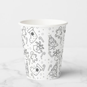 Gobelets En Papier Cubes Coupes de coloriage de Noël