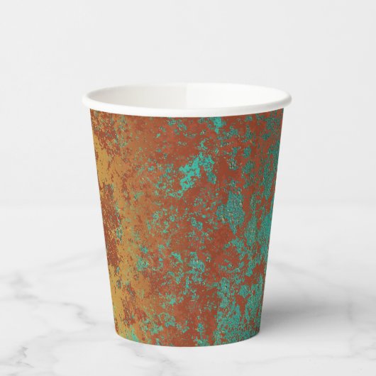 Gobelets En Papier Cuivre Turquoise Bleu Orange Texture Brown (Gauche)