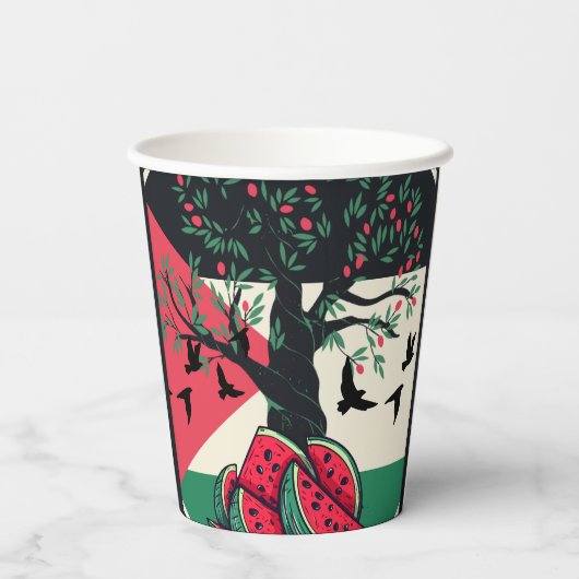 Gobelets En Papier culture palestienne pastèque palestine olivier (Verso)