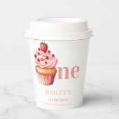 Gobelets En Papier Cupcake Anniversaire Invitation, Filles 1er Annive (Recto)