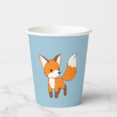 Gobelets En Papier Curieux Petit Renard sur Bleu (Verso)