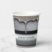 Gobelets En Papier Custom Name With Dripping Liquid Metal (Verso)