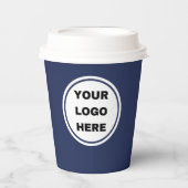 Gobelets En Papier Custom Navy Blue Business Logo Expresso Barista (Recto)