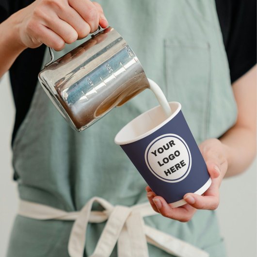 Gobelets En Papier Custom Navy Blue Business Logo Expresso Barista