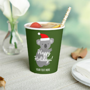 Gobelets En Papier Custom Père Noël koala ours tropical Noël