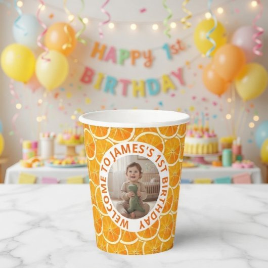 Gobelets En Papier Custom Photo & Citrus Birthday 