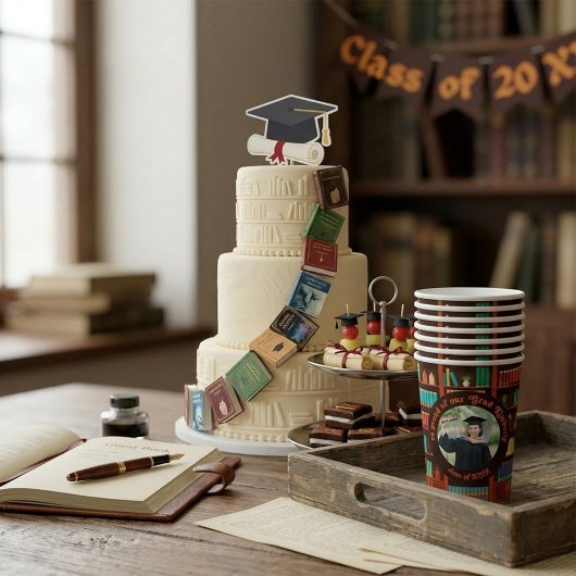 Gobelets En Papier Custom Photo Library-Themed