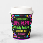 Gobelets En Papier Custom Retro Neon 80’s Birthday Party (Verso)
