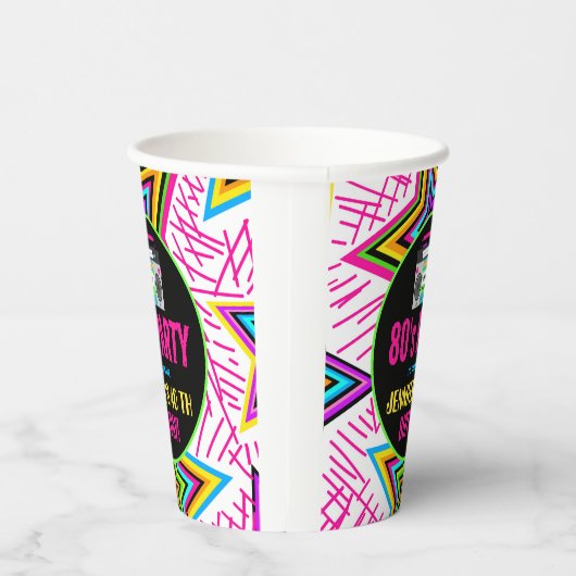 Gobelets En Papier Custom Retro Neon 80's Birthday Party (Droite)