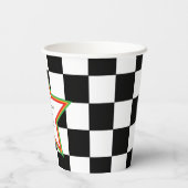 Gobelets En Papier Custom Text, Checkered Graduation Party Paper Cups (Verso)