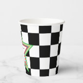 Gobelets En Papier Custom Text, Checkered Happy Retirement Paper Cups (Verso)