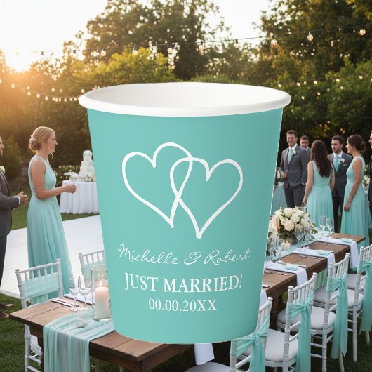 Gobelets En Papier Custom wedding party cups with interlocking hearts