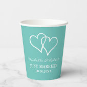 Gobelets En Papier Custom wedding party cups with interlocking hearts (Verso)