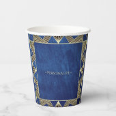 Gobelets En Papier Custom Wood Modern Marine Blue Masculine Anniversa (Verso)