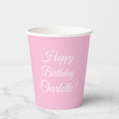 Gobelets En Papier Customize with name, Happy Birthday, light pink (Recto)