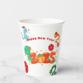 Gobelets En Papier Cute 2025 serpent de caricature Zodiac Nouvel An c (Recto)