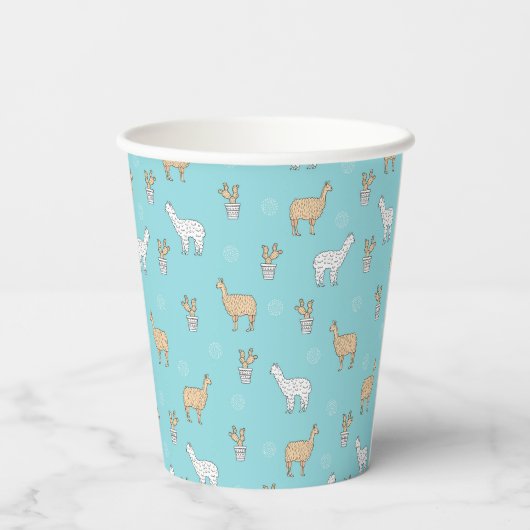 Gobelets En Papier Cute Alpaca Llama Cactus Motif (Verso)
