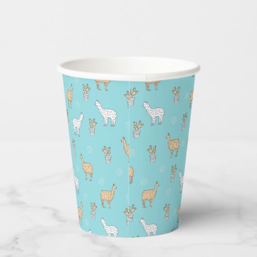 Gobelets En Papier Cute Alpaca Llama Cactus Motif (Droite)