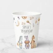 Gobelets En Papier Cute Aquarelle Musical Animaux africains Anniversa (Verso)