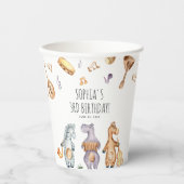 Gobelets En Papier Cute Aquarelle Musical Animaux africains Anniversa (Recto)