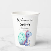 Gobelets En Papier Cute aquarelle Petit Baby shower Dinosaure (Recto)