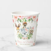 Gobelets En Papier Cute Australian Animaux Rose Floral 1er anniversai (Recto)