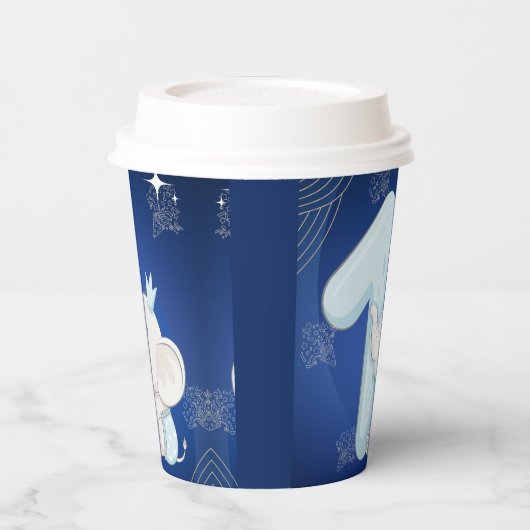 Gobelets En Papier Cute Baby Elephant First Birthday (Gauche)