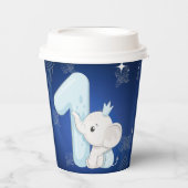 Gobelets En Papier Cute Baby Elephant First Birthday (Recto)