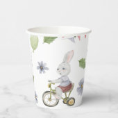 Gobelets En Papier Cute Baby Spring Summer Rabbit On A Bike Pattern (Gauche)