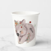 Gobelets En Papier Cute Baby Wombat Gold Speckle Nom personnalisé (Recto)