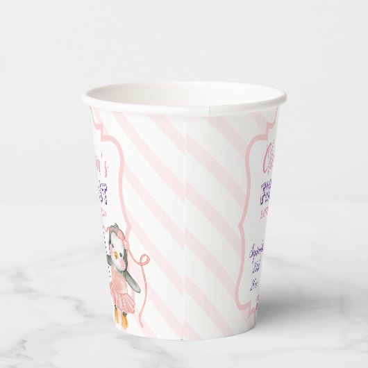 Gobelets En Papier Cute Ballerina Baby Penguin rose 1er anniversaire (Droite)