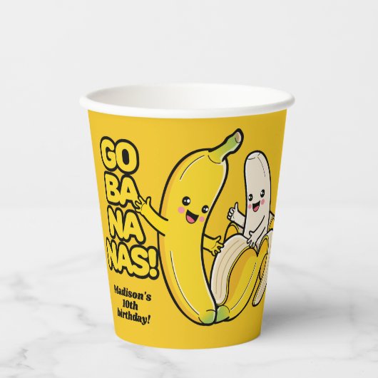 Gobelets En Papier Cute bananes texte personnalisé (Recto)
