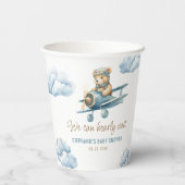 Gobelets En Papier Cute Bear Avion Blue Boy Baby shower (Verso)