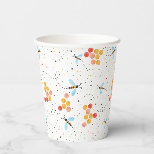 Gobelets En Papier Cute Bee Motif (Verso)