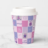 Gobelets En Papier Cute Birthday Squares – Pink modern Pattern (Verso)