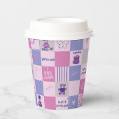 Gobelets En Papier Cute Birthday Squares – Pink modern Pattern (Recto)