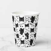 Gobelets En Papier Cute Black Cats et Motif des paroles (Recto)