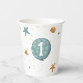 Gobelets En Papier Cute Blue Boy 1er anniversaire (Recto)