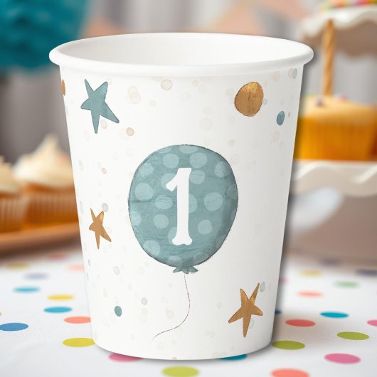 Gobelets En Papier Cute Blue Boy 1er anniversaire