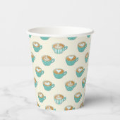 Gobelets En Papier Cute Blue Latte Art Mugs Motif Ajouter Votre Logo (Verso)