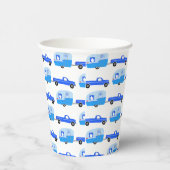 Gobelets En Papier Cute Blue Truck & Trailer RV Adventure (Droite)