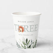 Gobelets En Papier Cute Boho Lion Foliage 3ème fête d'anniversaire (Recto)