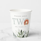 Gobelets En Papier Cute Boho Lion Folio Deuxième fête d'anniversaire (Verso)