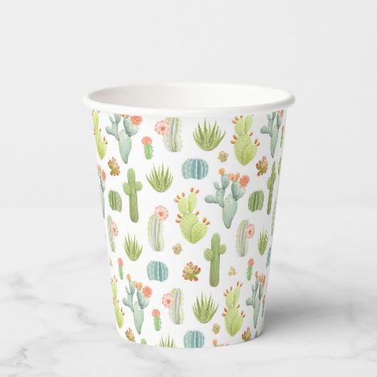 Gobelets En Papier Cute Cactus Motif debout (Verso)