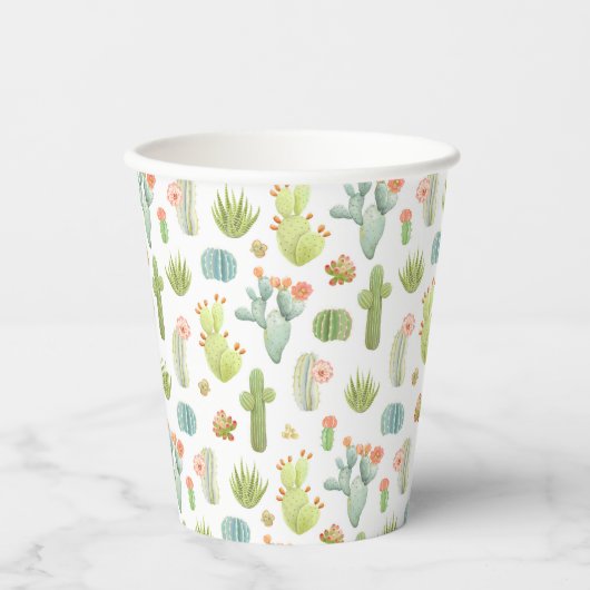 Gobelets En Papier Cute Cactus Motif debout (Recto)