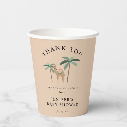 Gobelets En Papier Cute Camel Desert Baby shower à thème (Recto)