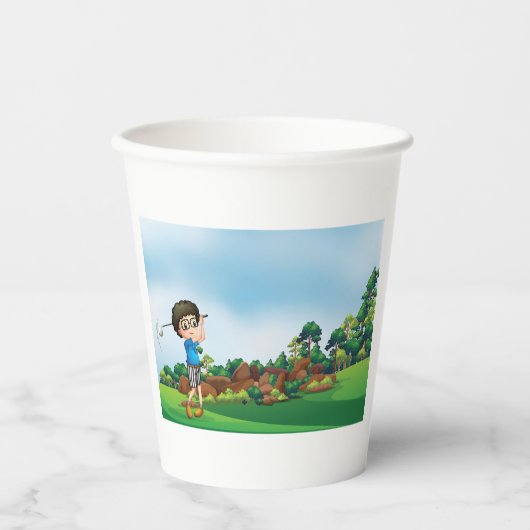 Gobelets En Papier Cute Cartoon Boy Golf Fun Golf Amusant Golf Lover (Recto)