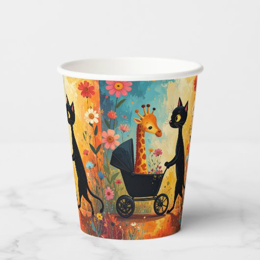 Gobelets En Papier Cute Cat Giraffe Paper Cups (Verso)