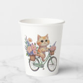 Gobelets En Papier Cute Cat Paper Cup – Floral Bike Party Design (Verso)