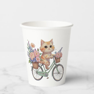 Gobelets En Papier Cute Cat Paper Cup – Floral Bike Party Design